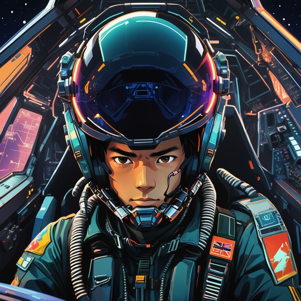 Anime Manga Pilot in Macross-Inspired Cockpit