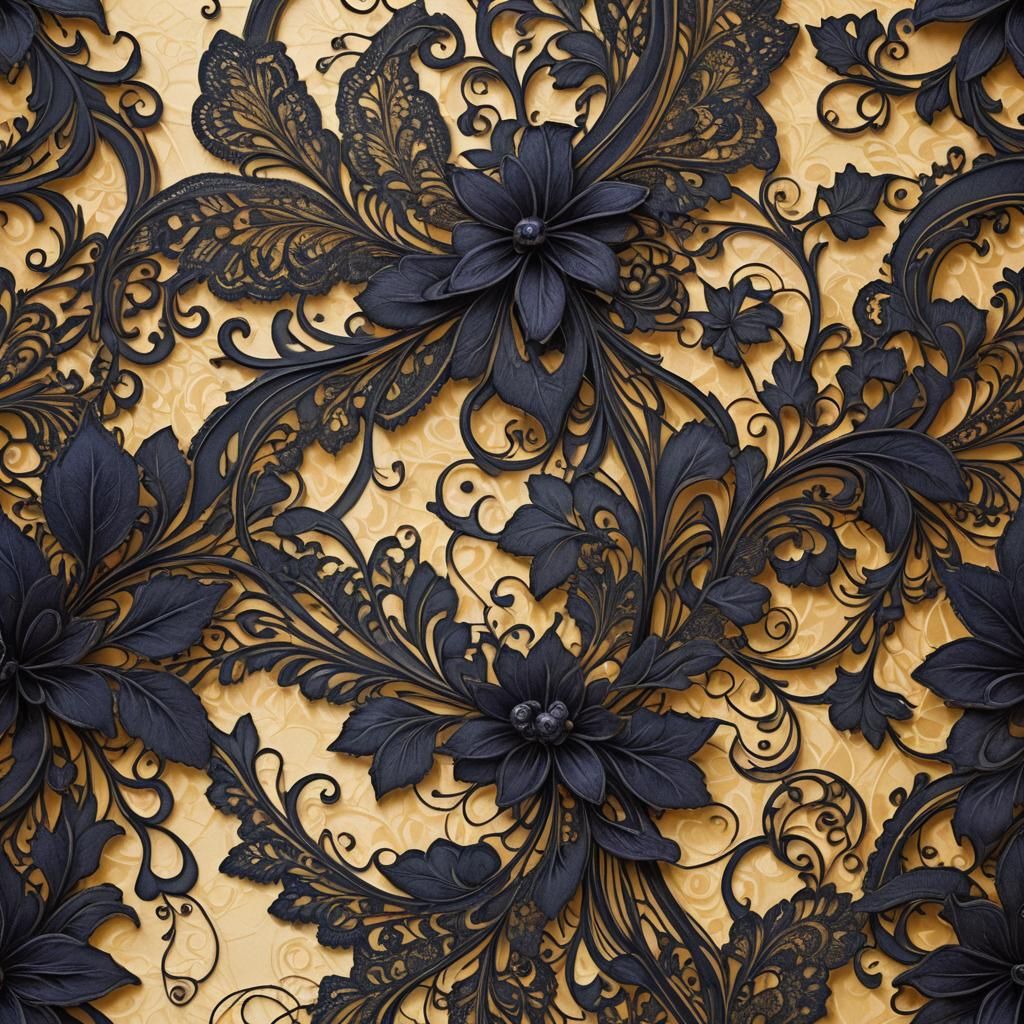 Intricate Lace Ribbons on Old Paper in Fantasy Art