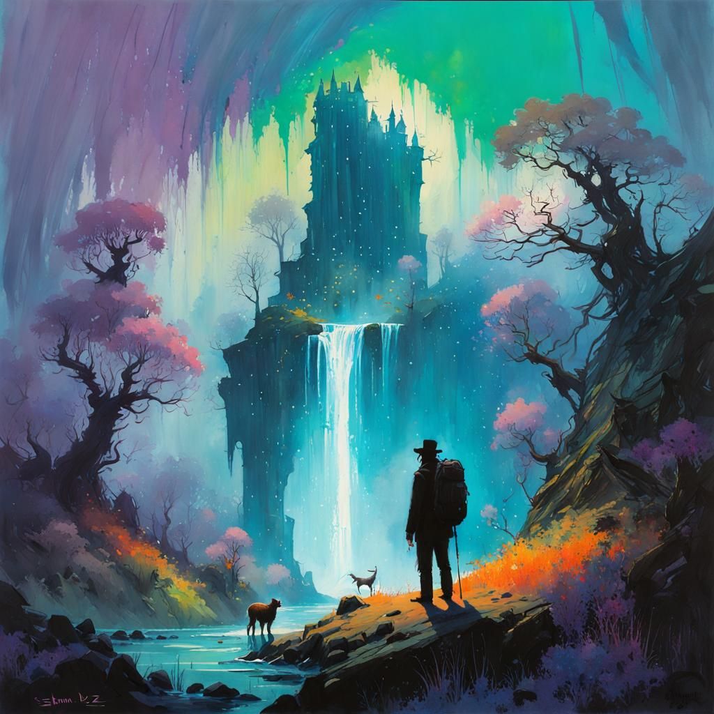 Iridescent Iceberg: Ink Splatter Watercolor Painting