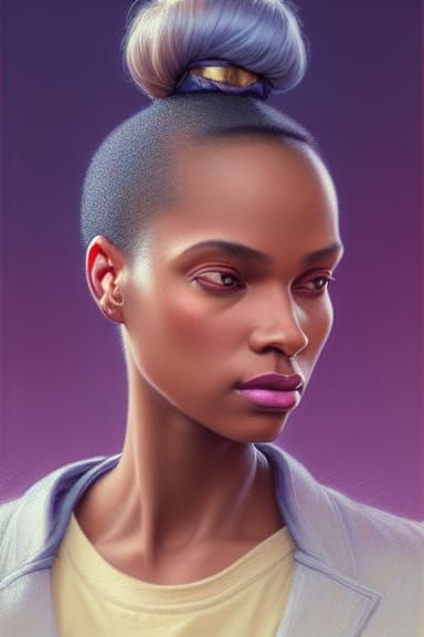 African American Woman Portrait in Pastel Colors