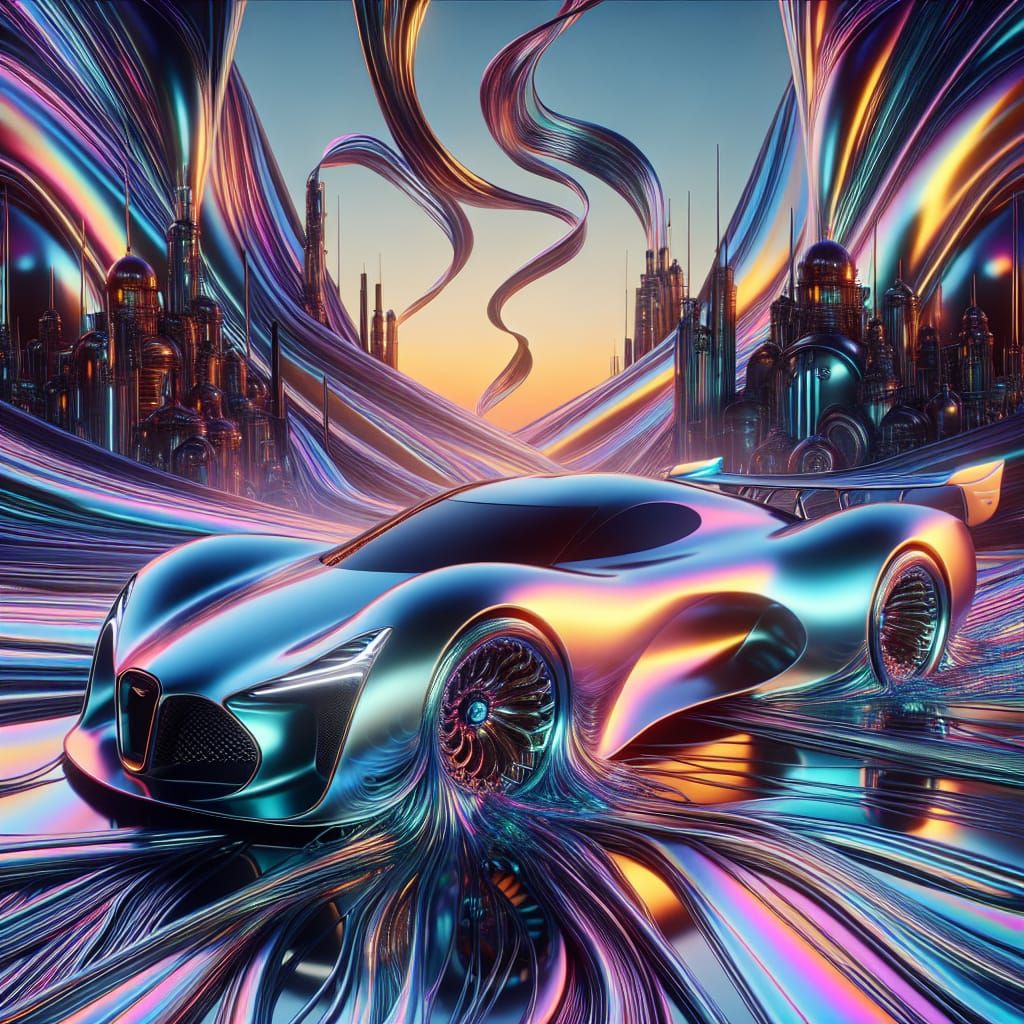 Futuristic Supercar Meltdown in Neon Metropolis