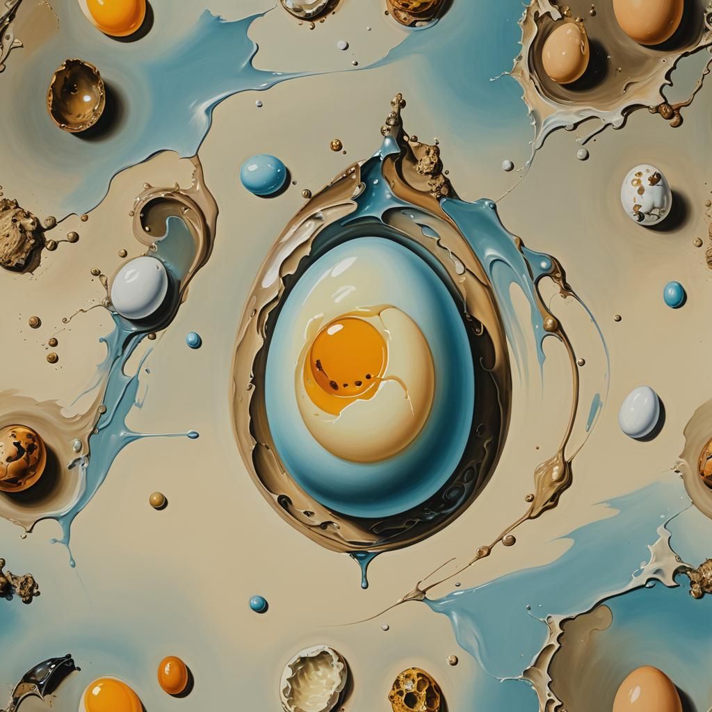 Surreal Melting Egg: Salvador Dali Style Oil Painting