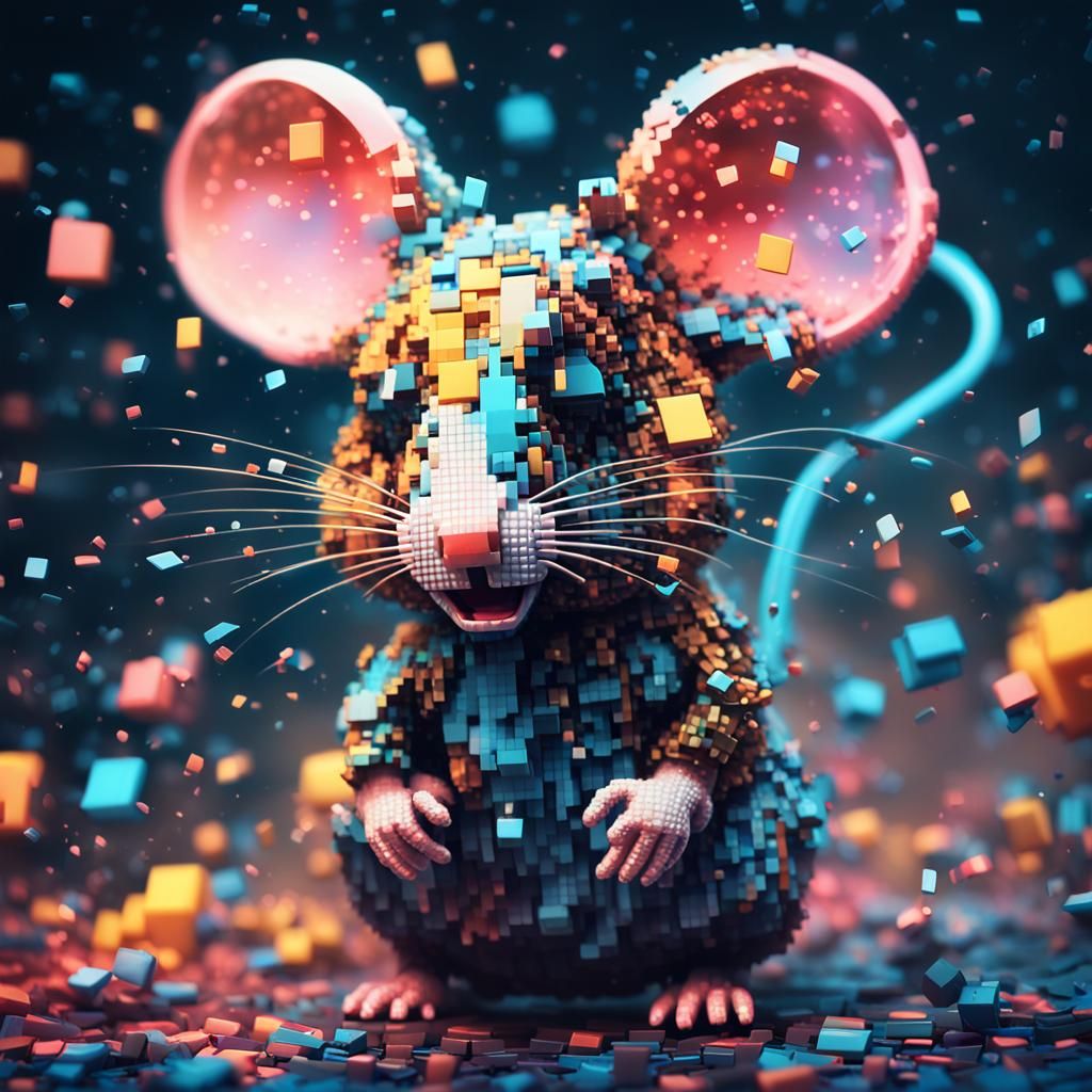 Pixelated Mouse in Detailed Digital Art Style