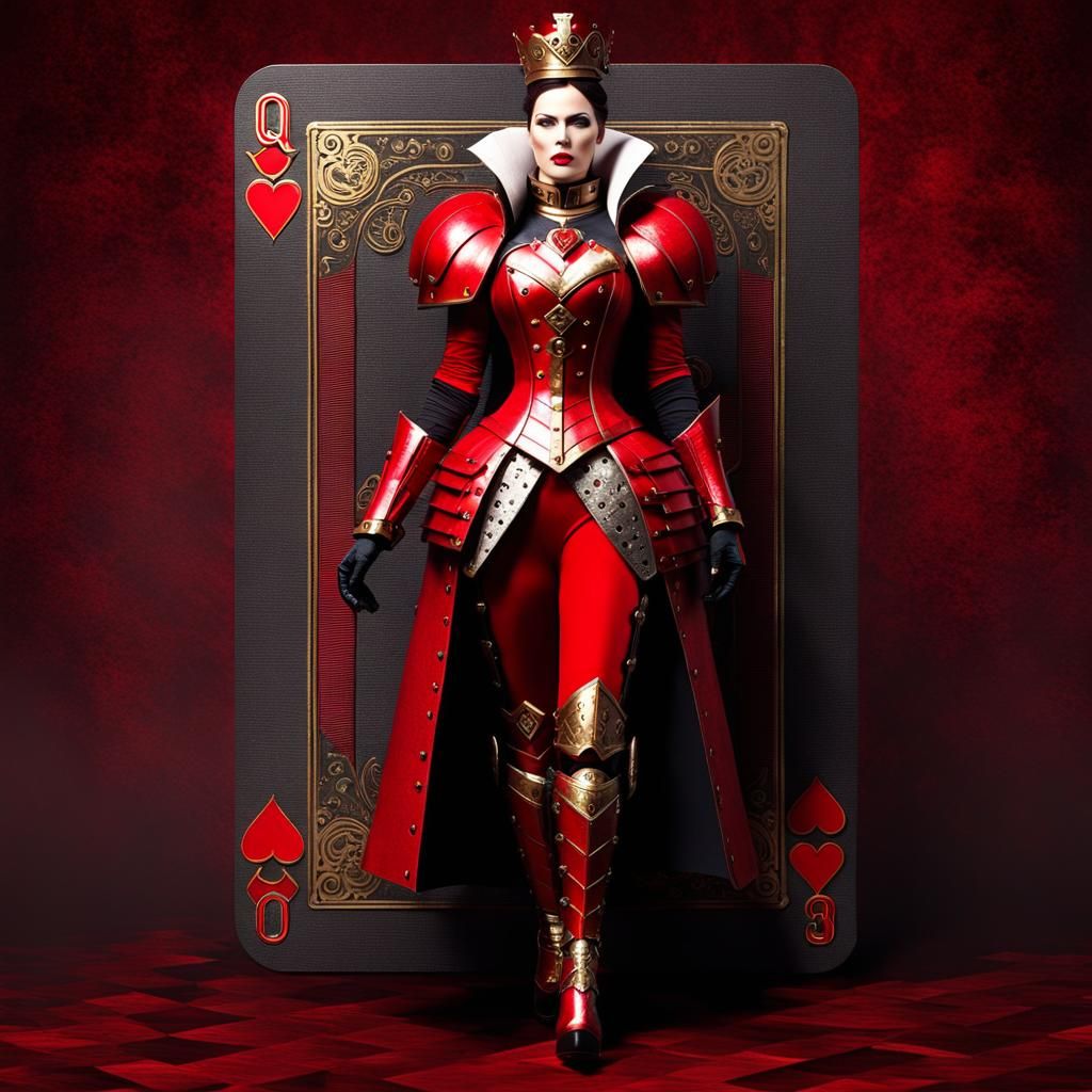 Queen of Hearts in Steampunk Armor, 3D Render