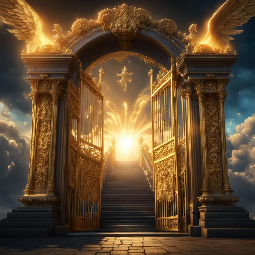 Angelic Stairway to Heaven with Golden Gates