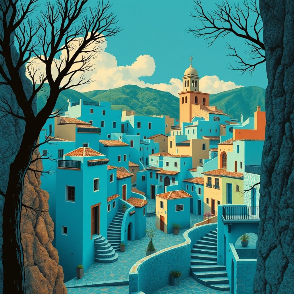 Turquoise Village of Impossible Geometry