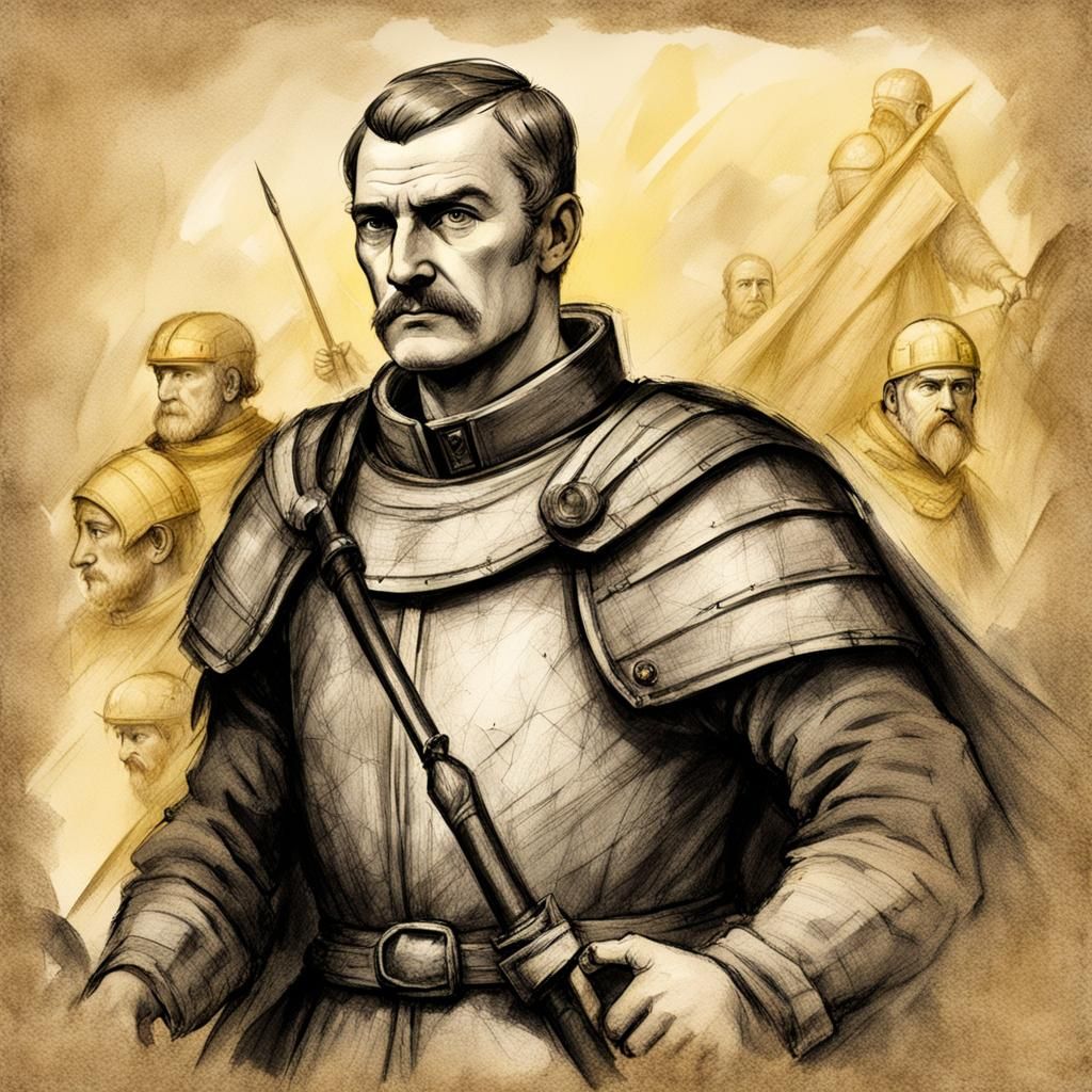 Medieval Lord in Muted Ochre Tones