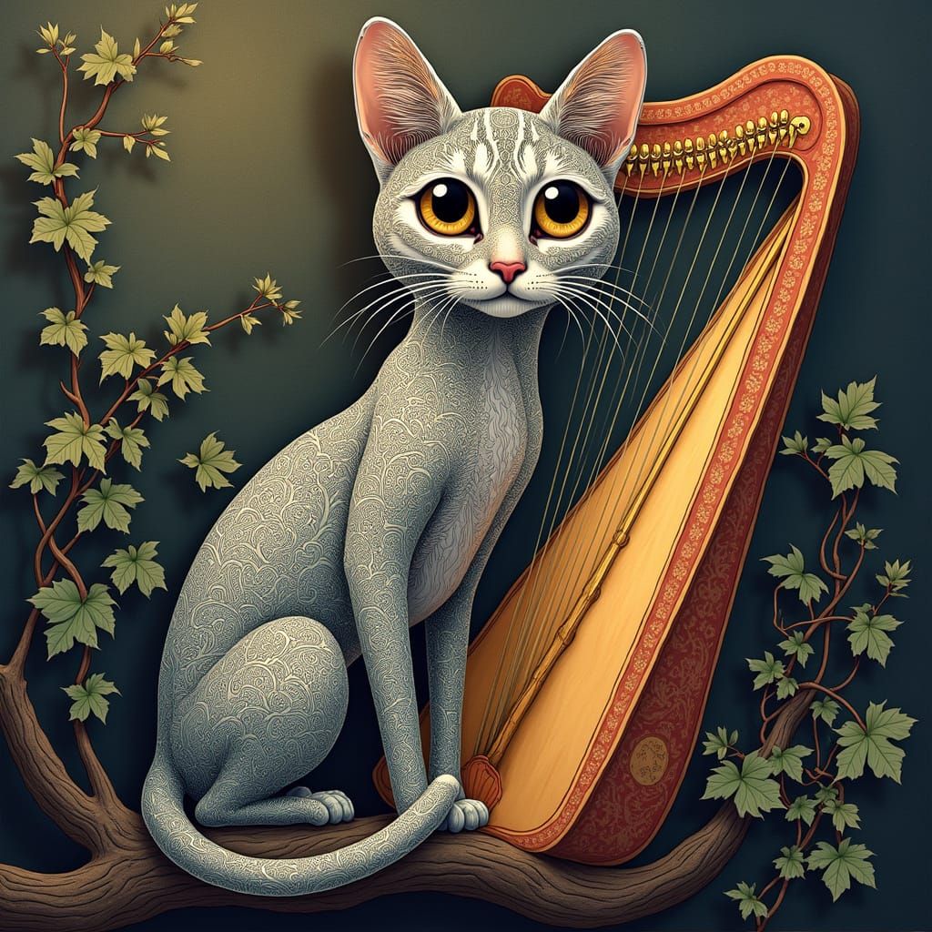 MusiCat in Whimsical Abstract Style