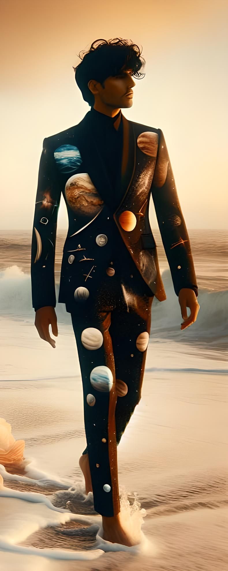 Cosmic Suit Fantasy Beach Scene