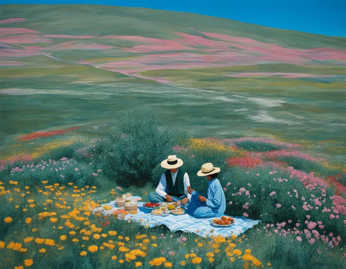 Picnic in Steppe, Georgia O'Keeffe Style