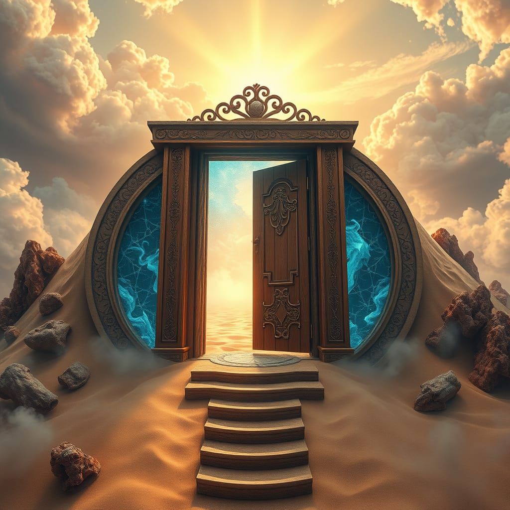 Surreal Hourglass Doorway to Another World as Digital Art