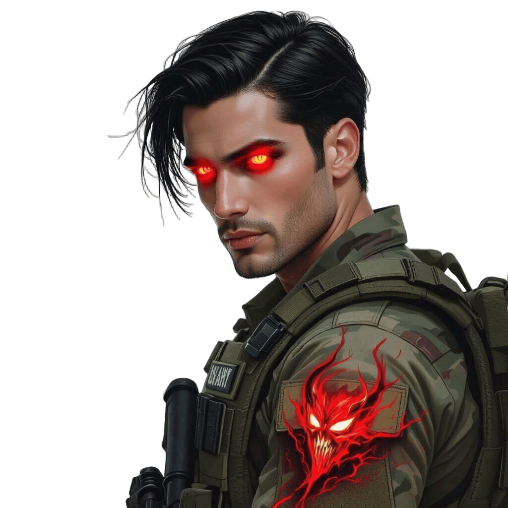 Demonic Energy Infused Soldier in Combat Gear