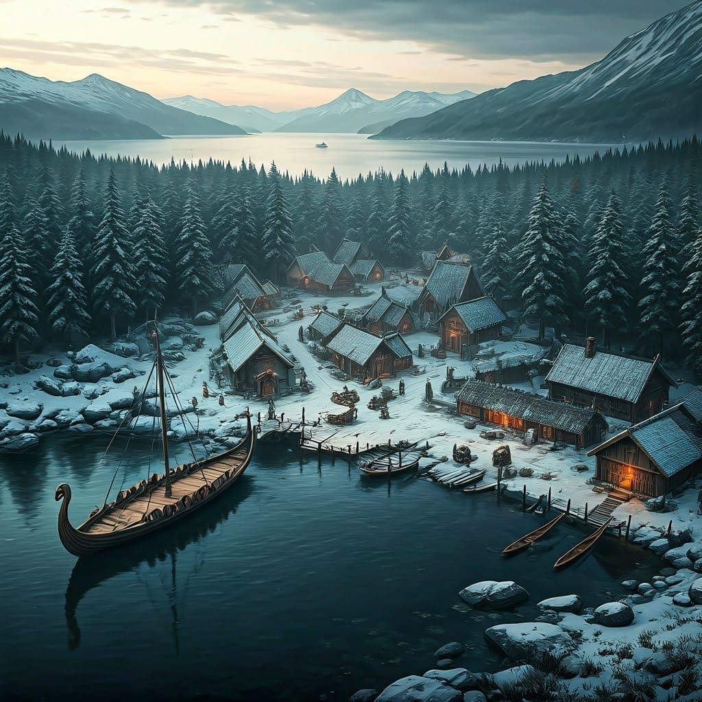 Viking Village in Norwegian Fjord