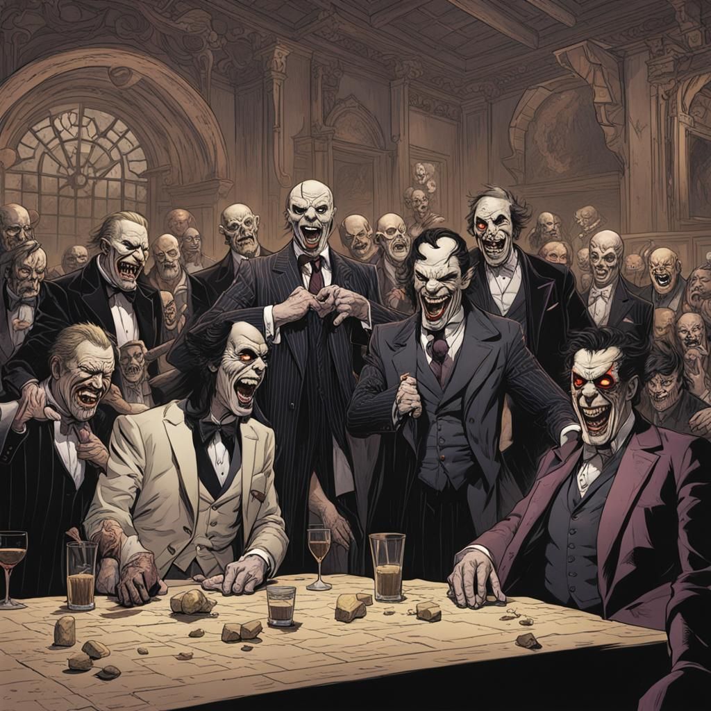 Sinister Hellfire Club Scene in Dark Fantasy Style