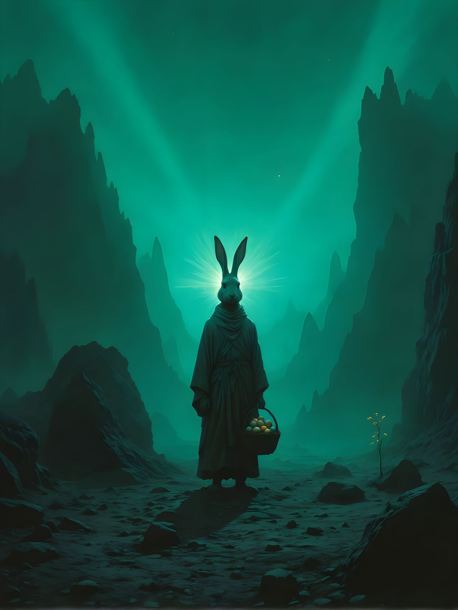 Easter Bunny Illuminates Alien Landscape