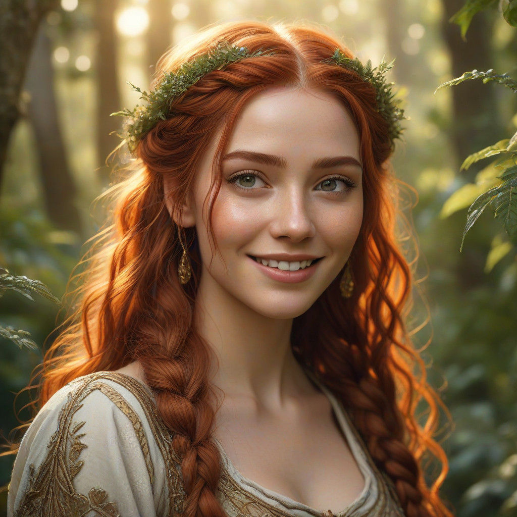 Enchanted Forest Goddess with Whimsical Attire