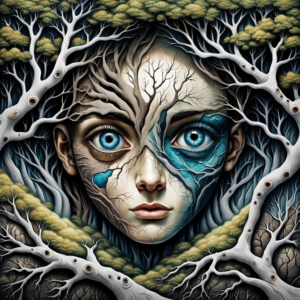 Surreal Face Merged with Landscape: Matte Painting