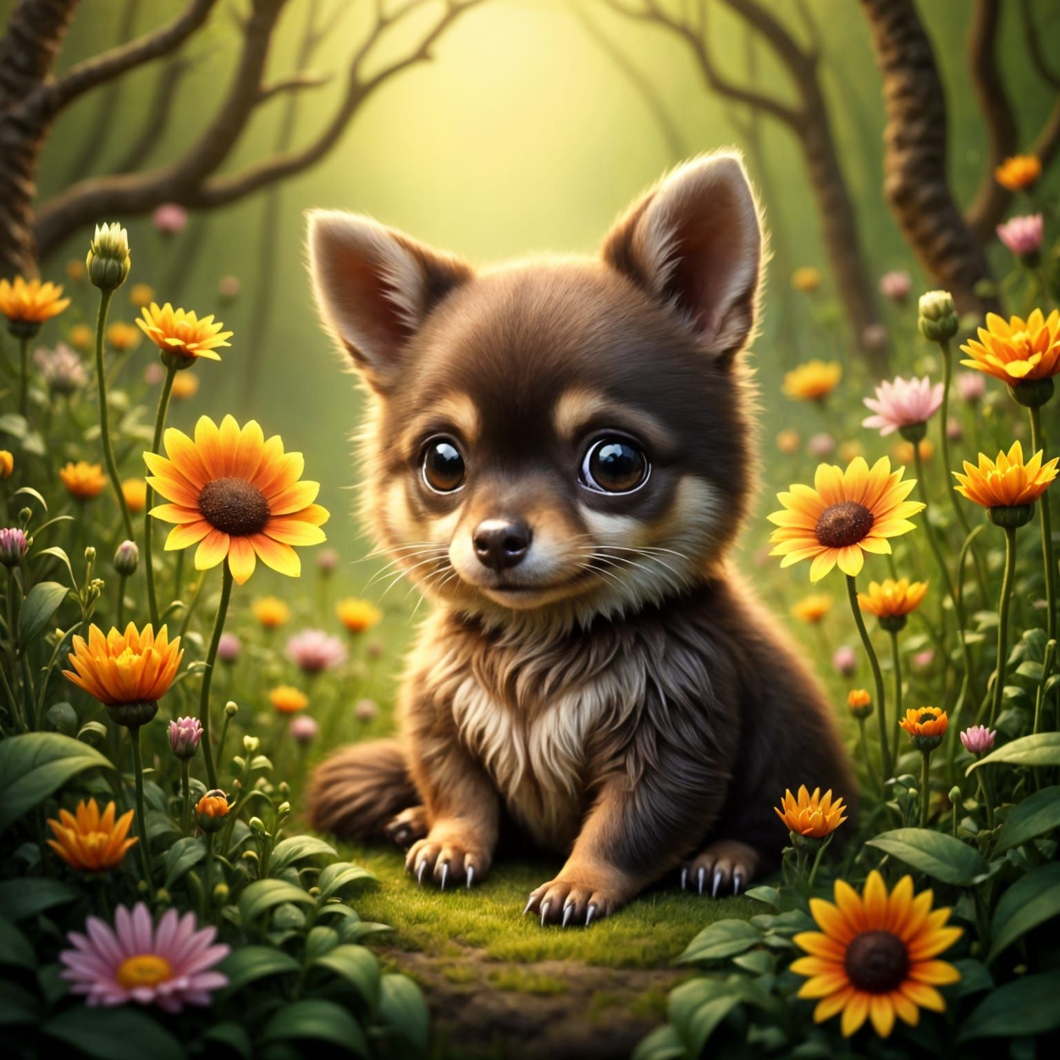 Long-Haired Chihuahua in Flux Chibi Style