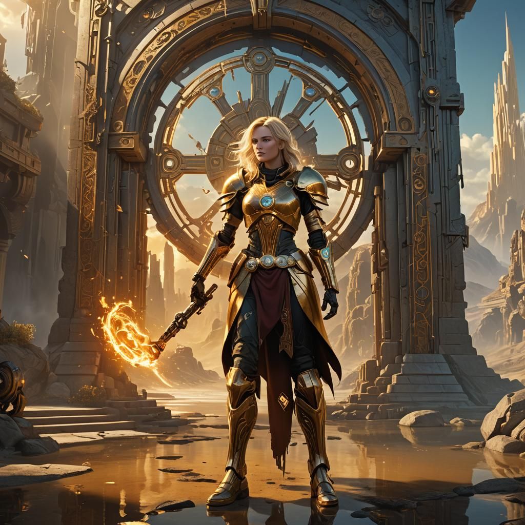 Fantasy Art Deco Portal with Golden Light