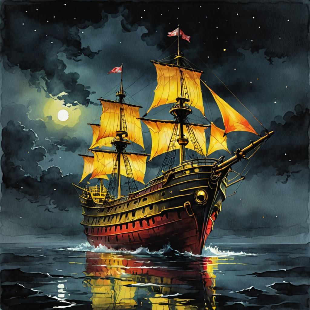 Glowing Upside-Down Skeleton Ship in Glass Block