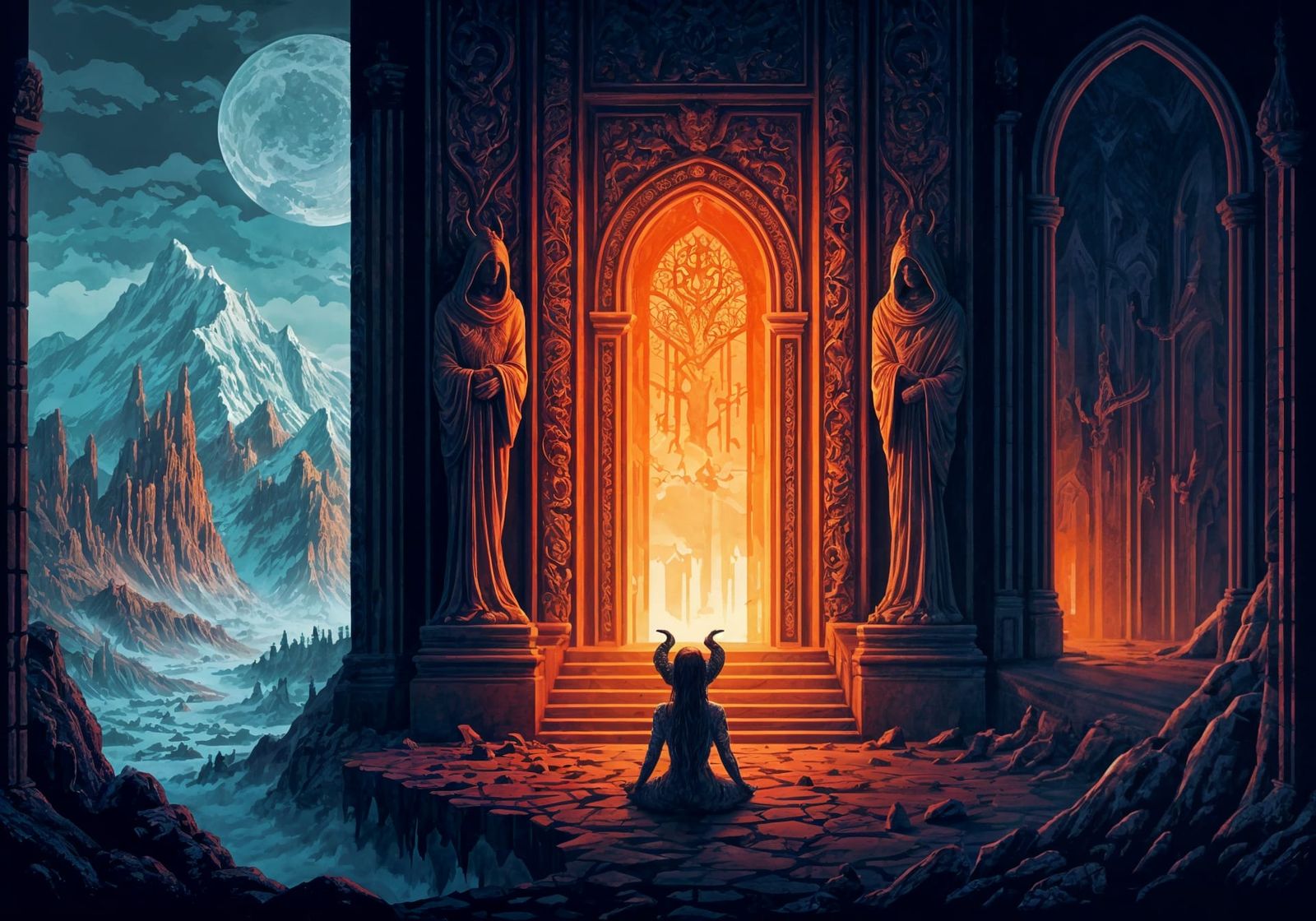 Pixel Art Doorway Inspired by Beksinski
