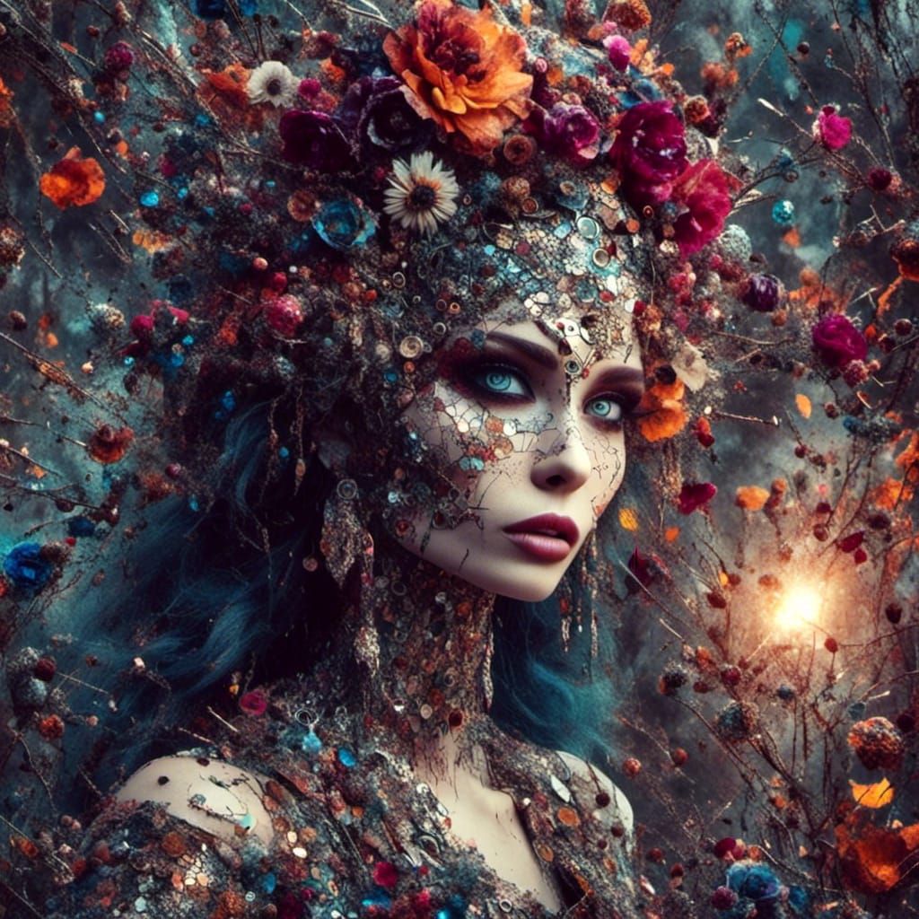 Cinematic Mosaic Portrait with Vivid Colors