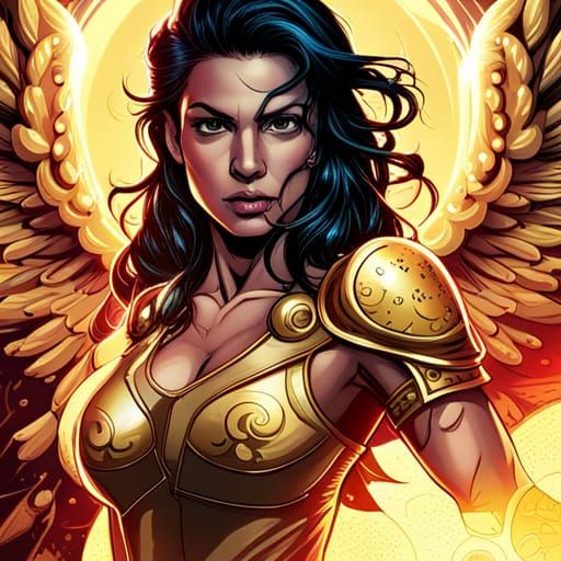 Latina Warrior Angel of Wisdom in Comic Book Art