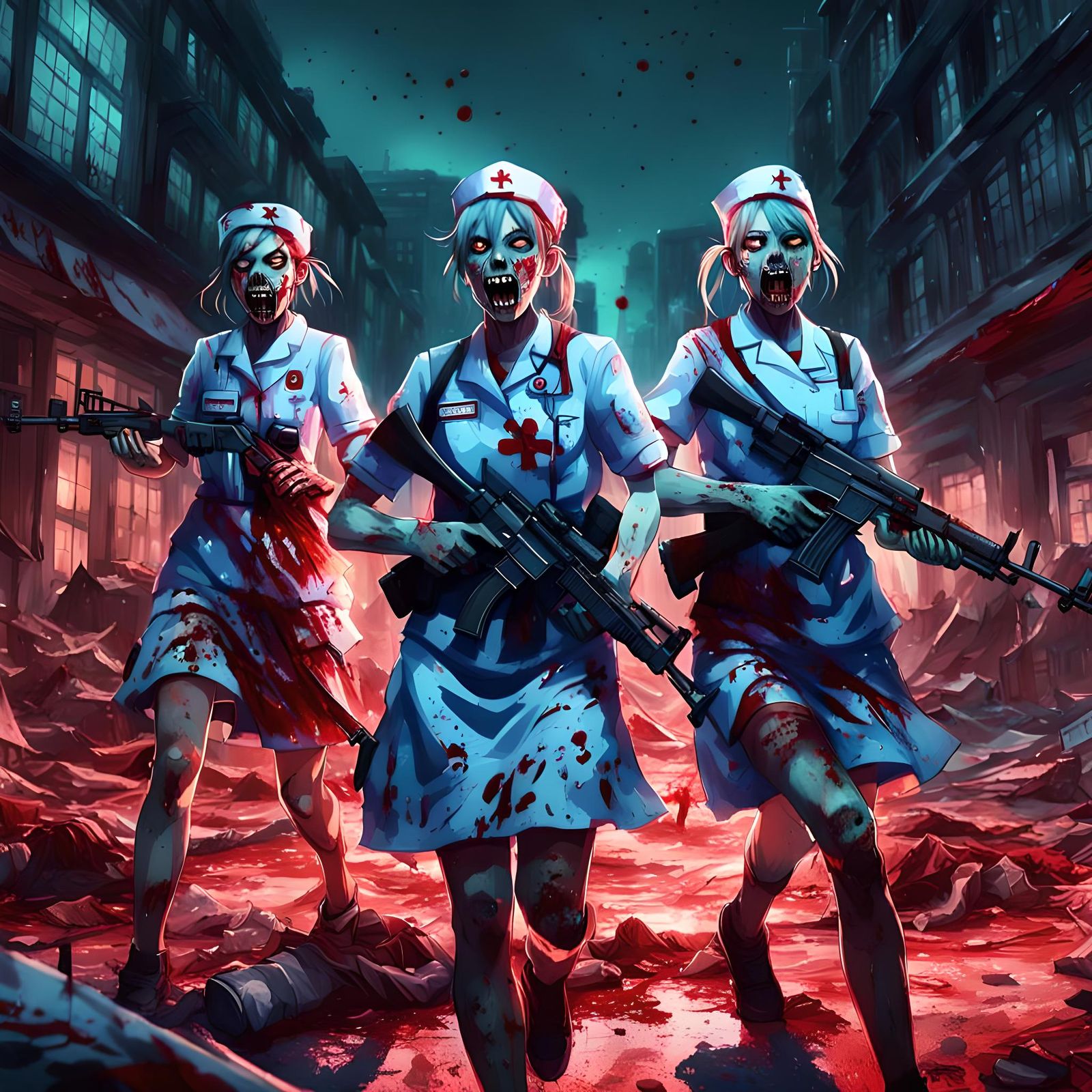Zombie Nurses Game: Anime-Style 3D Art