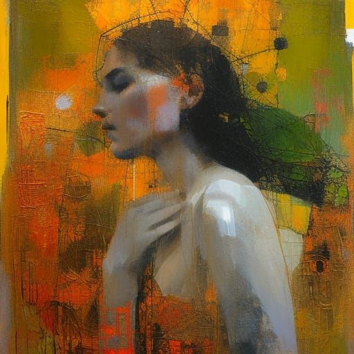 Girl with Flowers: Surrealist Digital Portrait