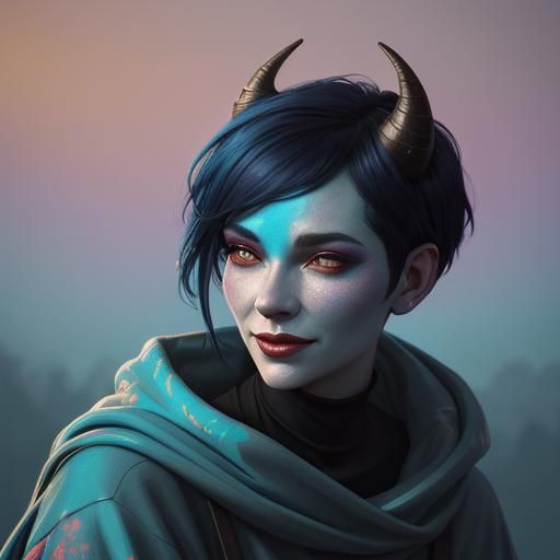 Tiefling Princess in Graffiti Spray Paint Art