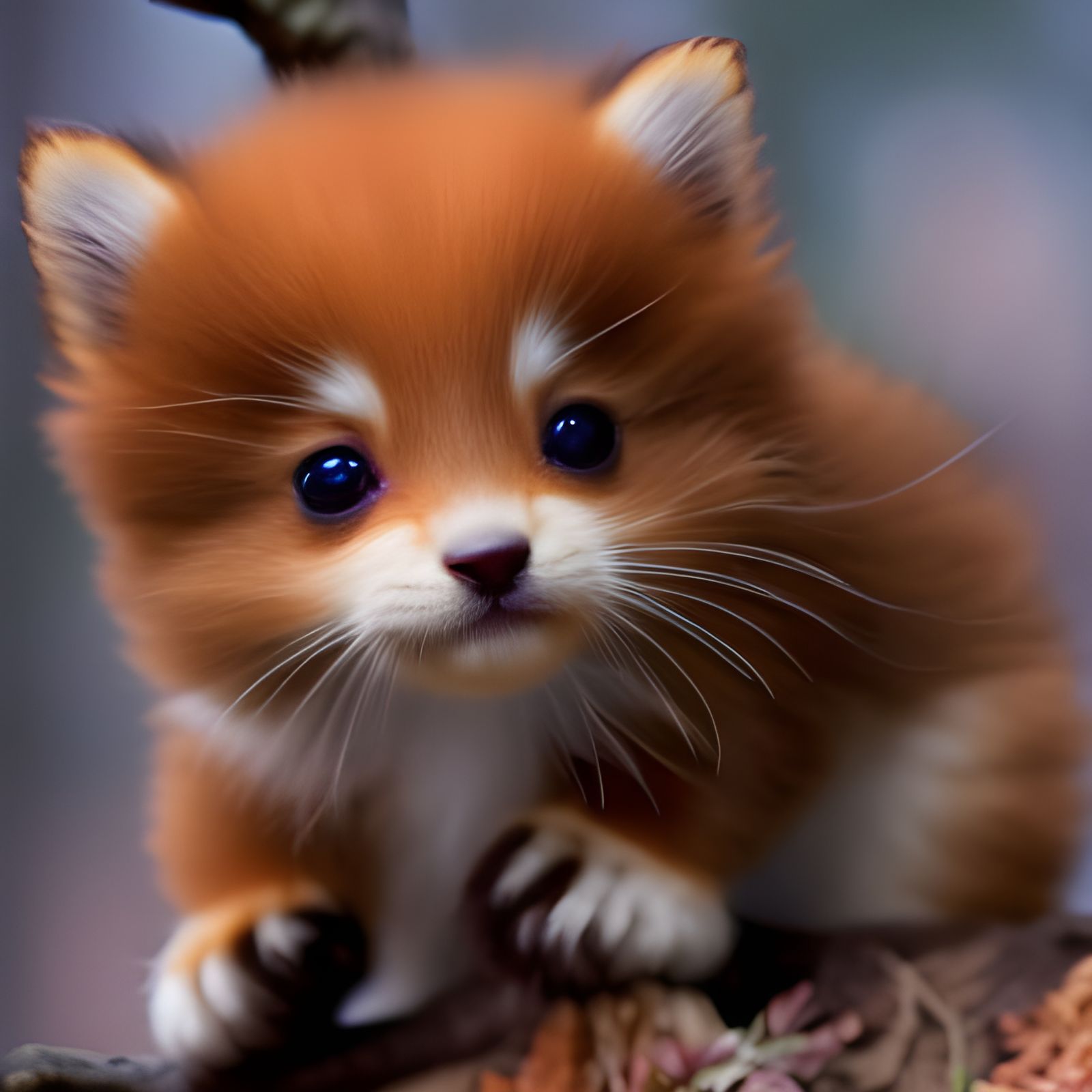 Adorable Fuzzy Kitten Close-Up: 3D Detailed Matte Painting