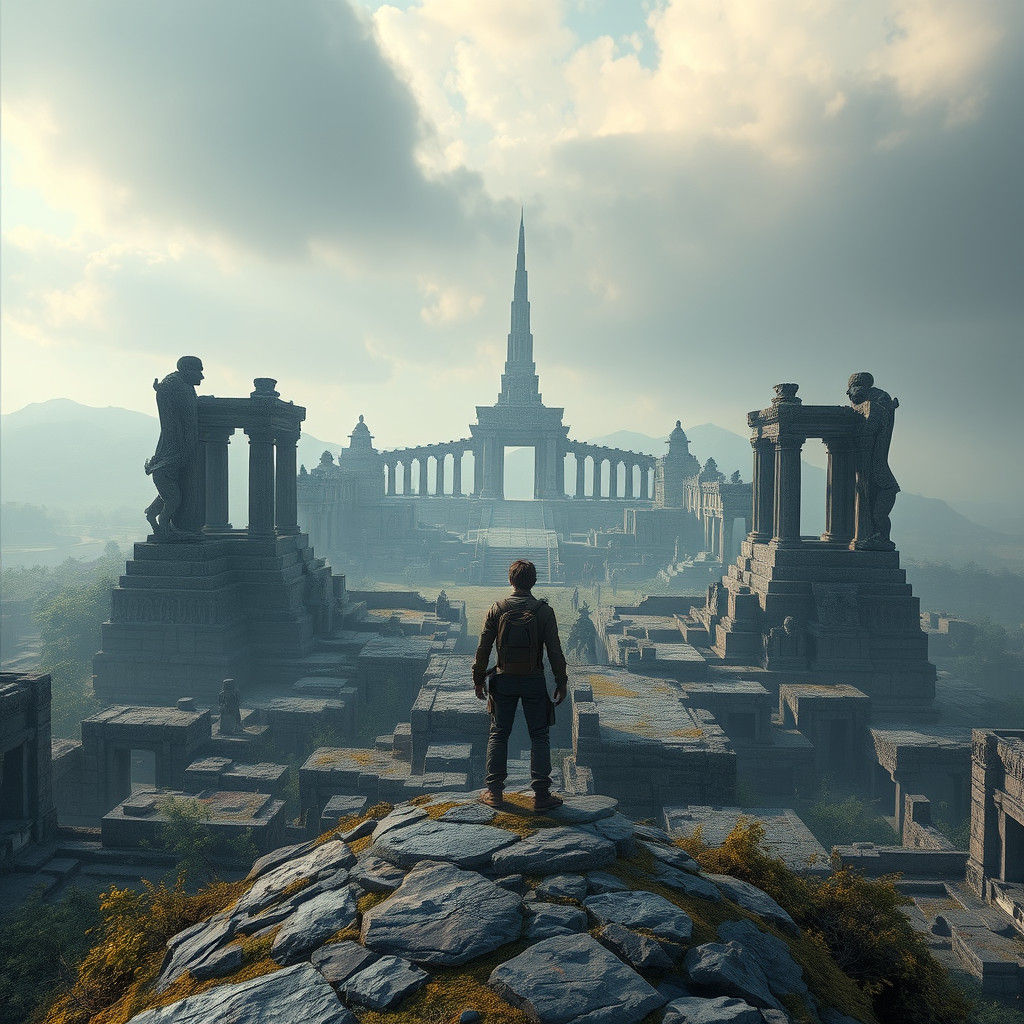 Time Traveler Gazes Upon Ancient Civilization Ruins