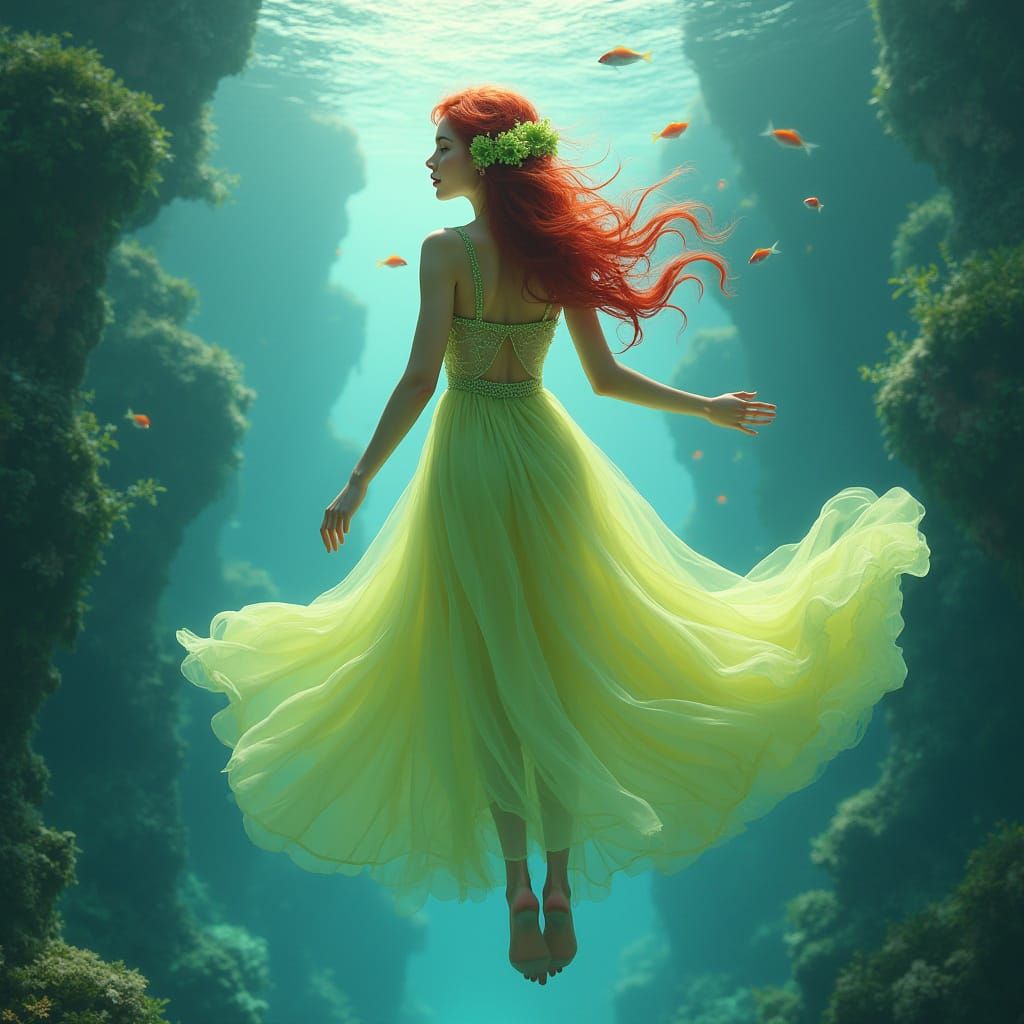 Goddess in Underwater City: Hyperdetailed Airbrush Art