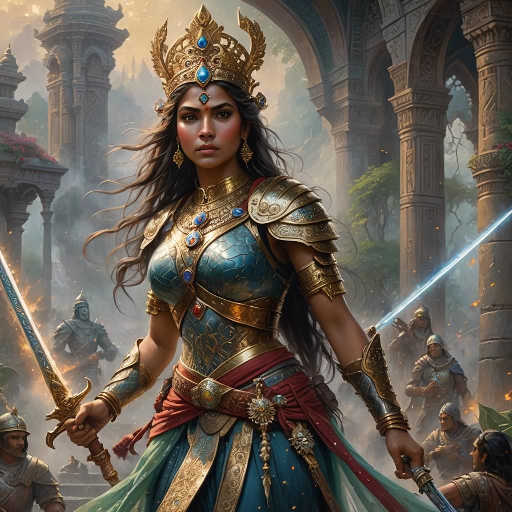 Fantasy Warrior Queen with Magic Weapon