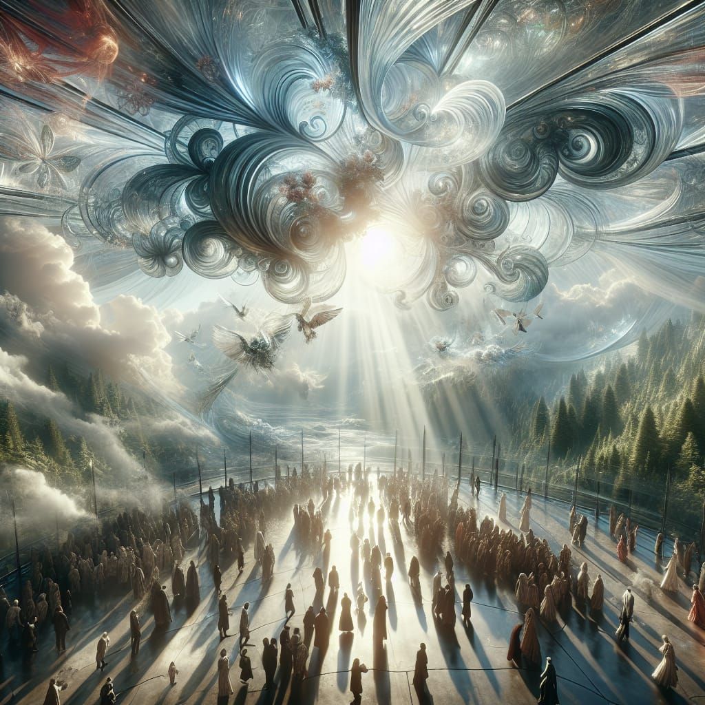 Chihuly Glass Ceiling over Forest, Digital Matte Painting