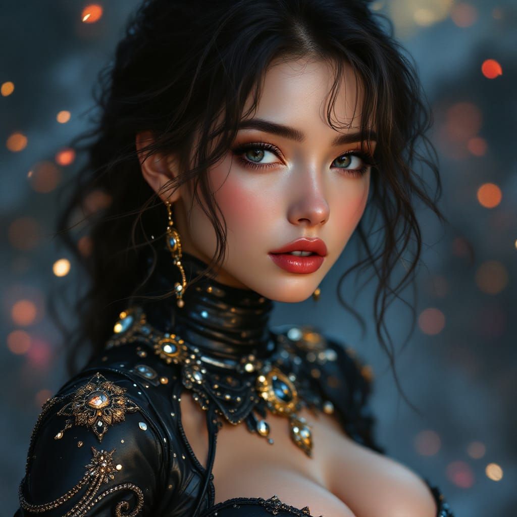 Hyperrealistic Girl in Detailed EVA Plugsuit with Glittery J...