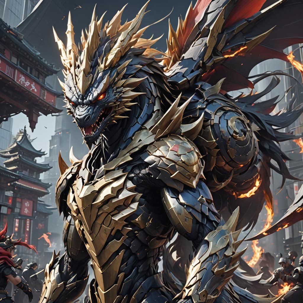 Godzilla in Detailed 3D Anime Art