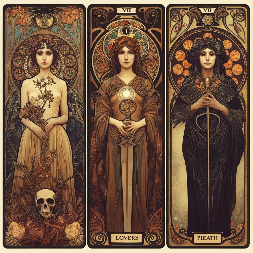 Art Nouveau Tarot Deck with Psychedelic Colors