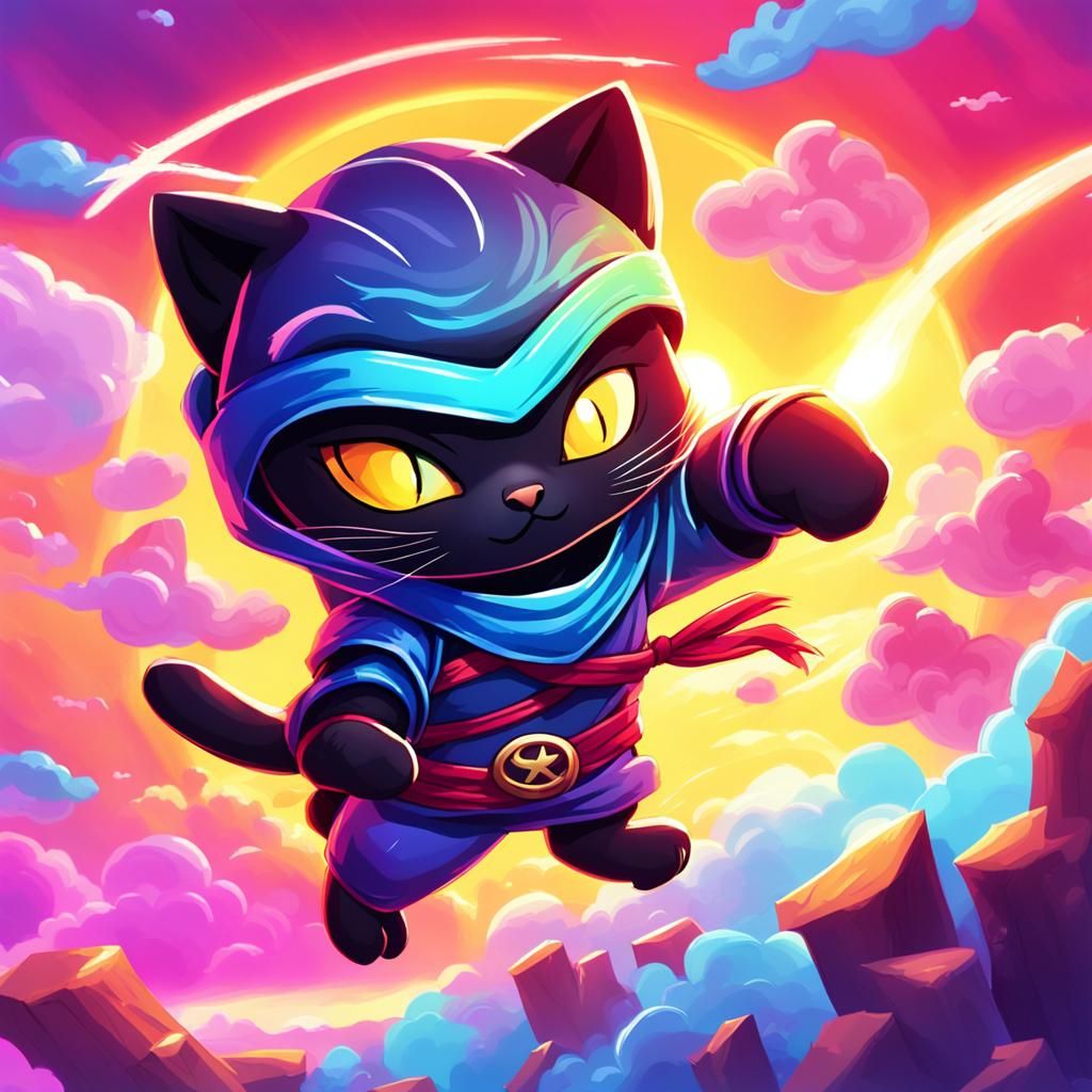 Ninja Kitten in Club, High Contrast Game Icon