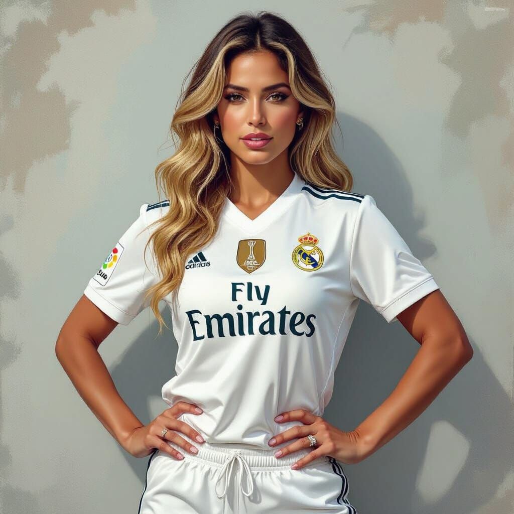 Shakira in Real Madrid Uniform: Photorealistic Art