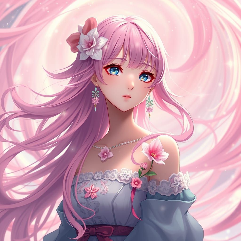 Enchanted Anime Beauty in a Dreamy Vortex