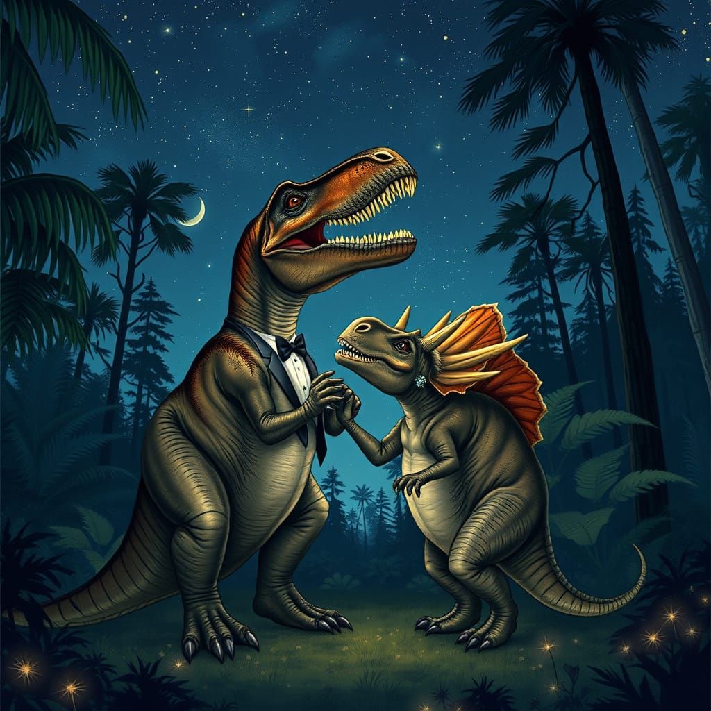 Jurassic Prom: Dinosaurs Dancing, Rockwell Style