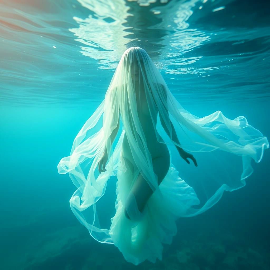 Ethereal Goddess in Oceanic Veil