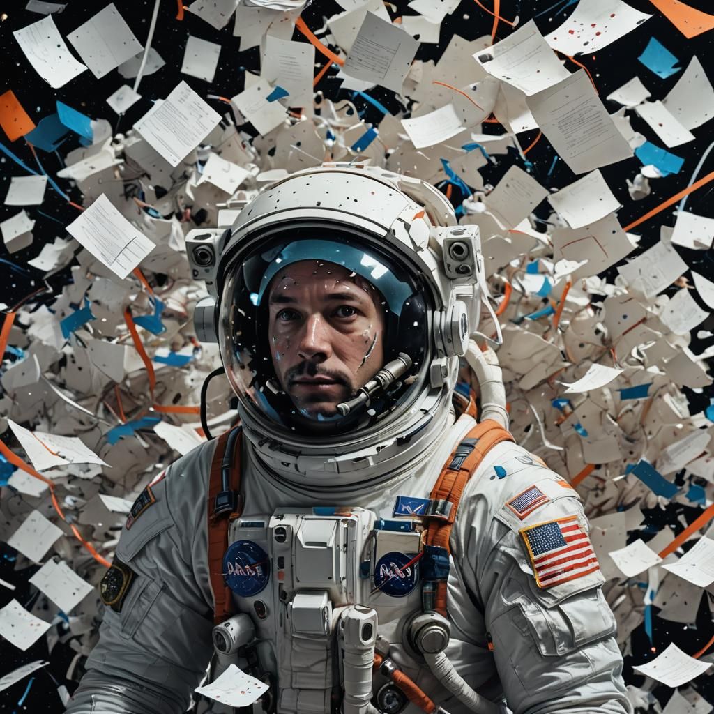 Surreal Astronaut Portrait in Space with Neon Accents