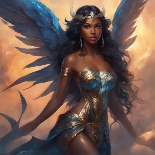 Beautiful Angel Mermaid Portrait in Splash Art Style