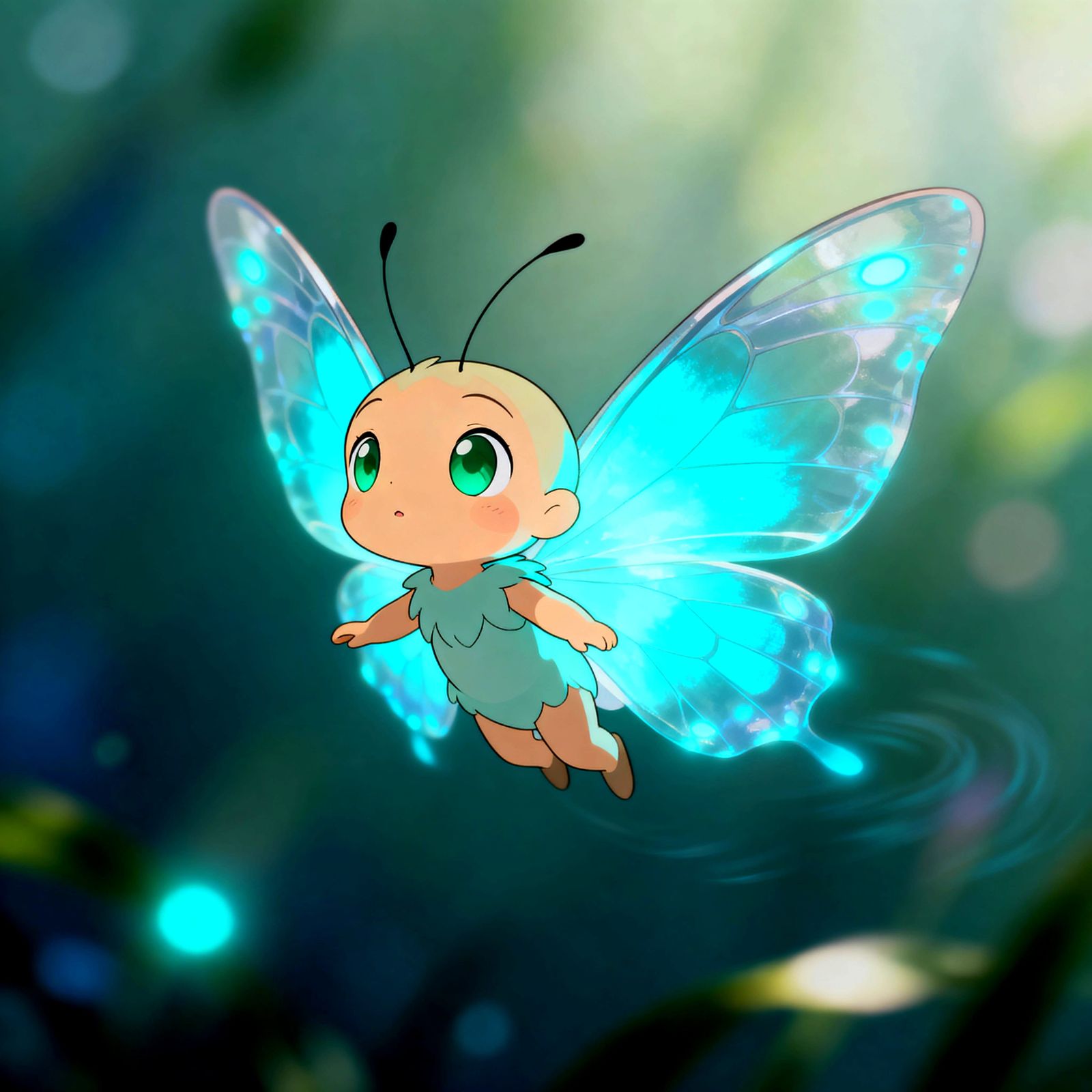 Bioluminescent Blue Butterflies With Human-Like Jade Eyes