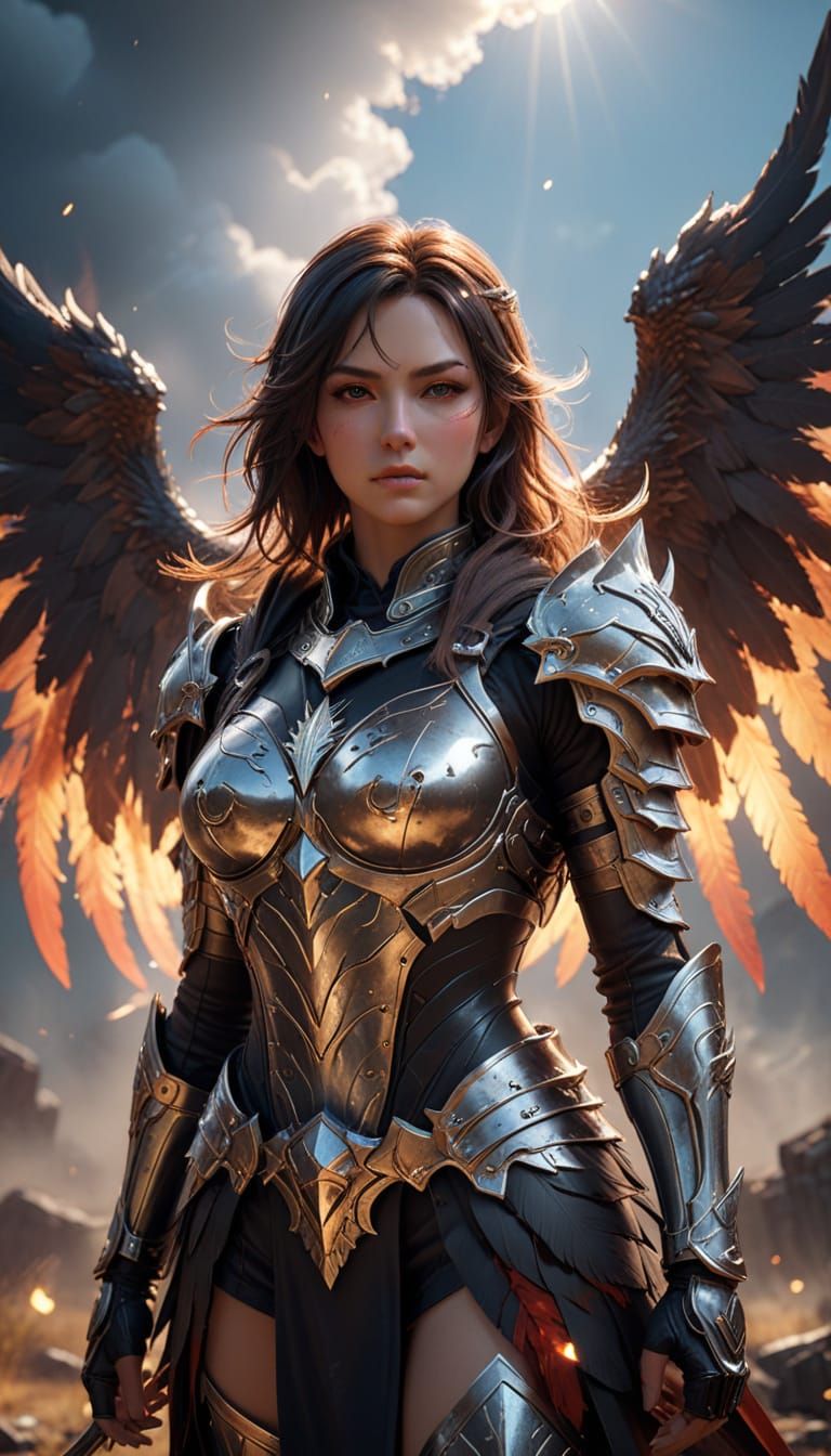 Surreal Nephalem Warrior in Burning Wasteland