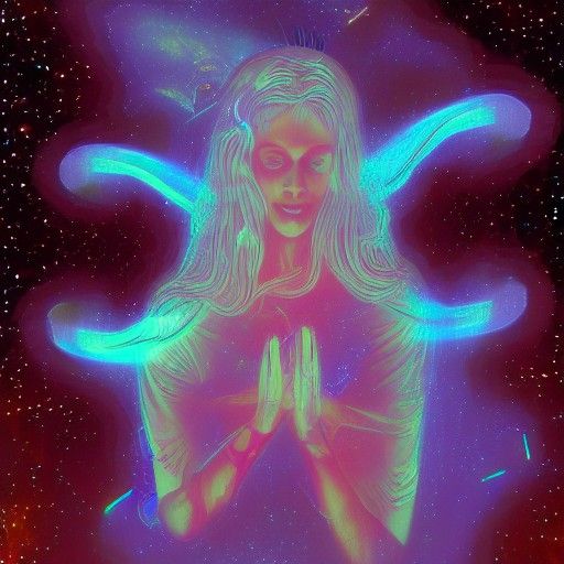 Angelic Astral Hologram Inspired by Mixed Media Art