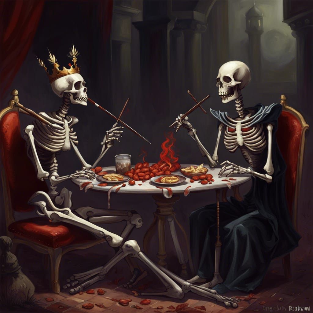 Skeleton Vampire Royal Feast in Dark Fantasy Style