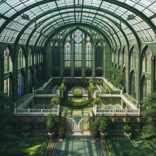 Stained Glass Conservatory in Green Park: Aerial View